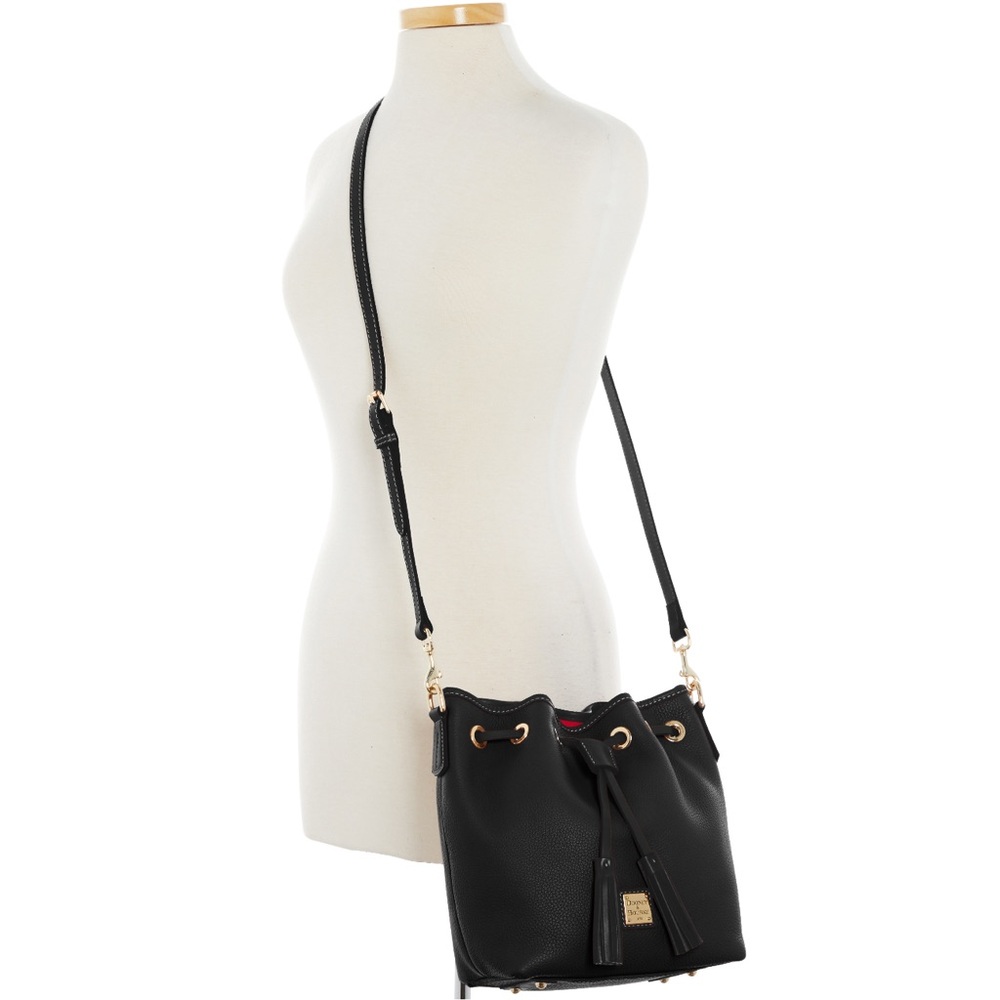 Dooney & Bourke Black Leather Bucket Crossbody Handbag.